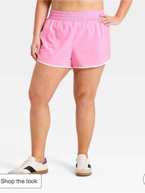 Bright Pink Athletic Shorts with White Trim